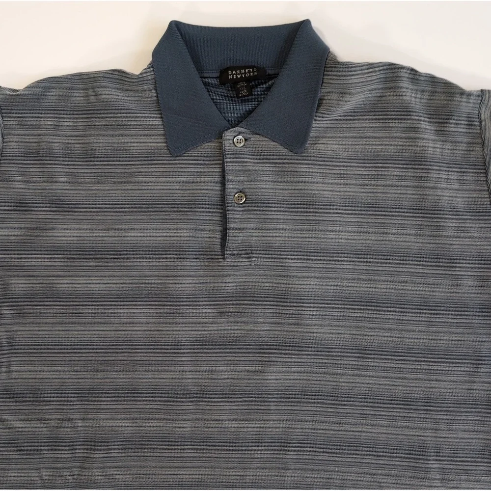 Barneys New York Polo Shirt Mens 2XL Gray Knit Made In Italy Luxury XXL